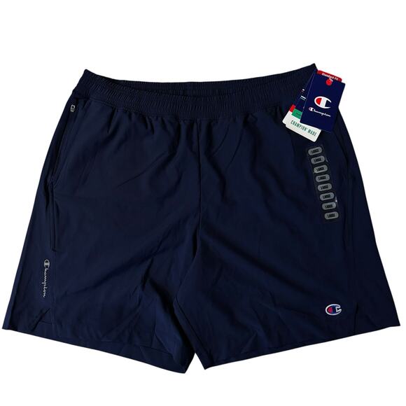 Champion 7" Inseam MVP Athletic Shorts Men's Large Navy Blue Logo Standard Fit - Picture 1 of 4
